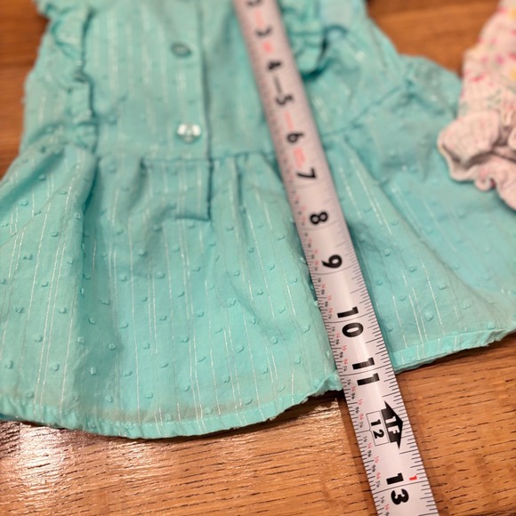 Little‎ Lass Baby Girls 12M Aqua Lace Flower top Ruffle Shorts Set Spring - Picture 8 of 11